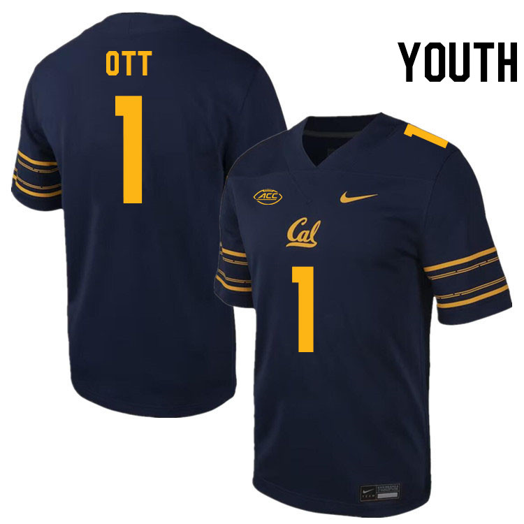 Youth #1 Jaydn Ott California Golden Bears ACC Conference College Football Jerseys Stitched Sale-Nav